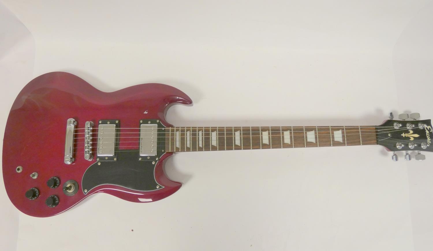 Encore six string electric guitar in maroon colour, 100cm in length. - Image 6 of 7