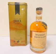 Monkey Shoulder batch 27 smooth and rich blended malt scotch whisky, 40% vol, 70cl, with Isle of