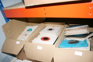 Large collection of mixed singles from the 60's 70's and the 80's, in three boxes. (over 500).