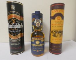 Glen Moray 12 years old single highland malt scotch whisky, 40% vol, 70cl, with Glenfiddich