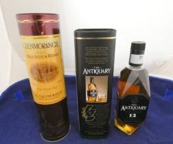 The Antiquary 12 years old superior deluxe scotch whisky, 40% vol, 70cl, boxed, with Glenmorangie 10