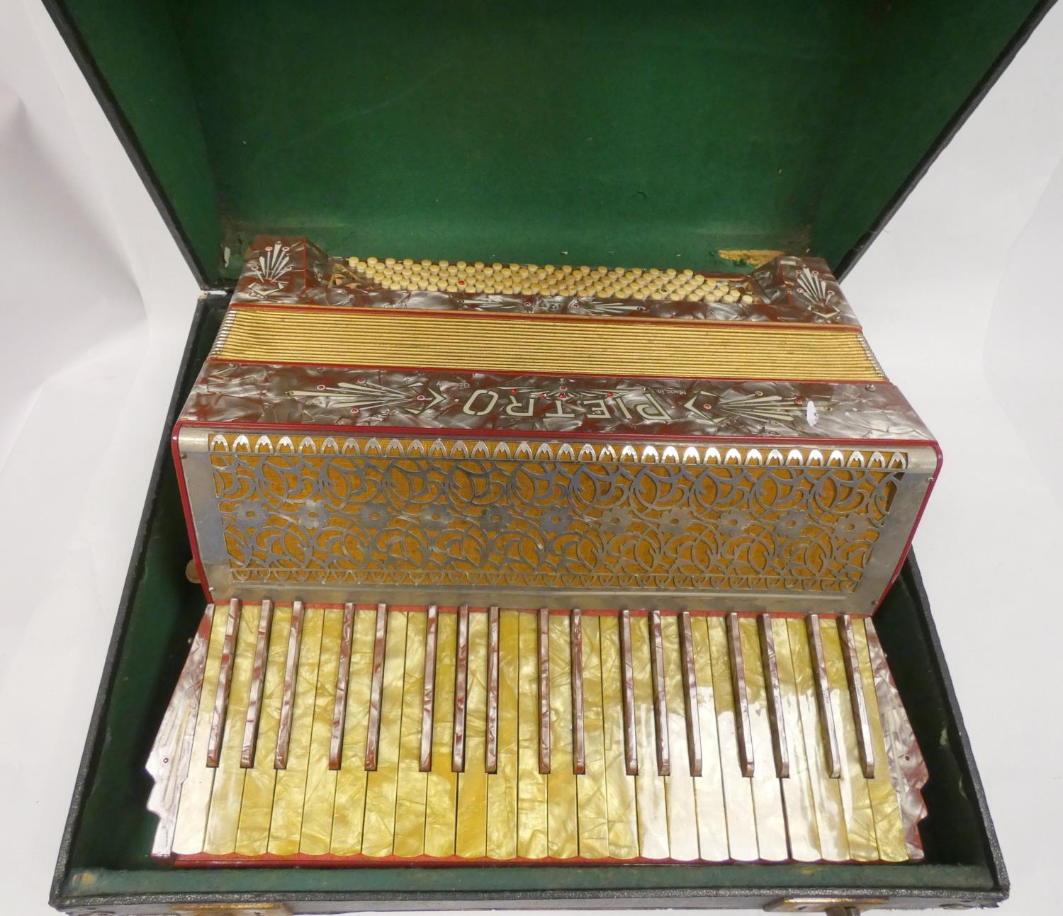 Vintage cased Pietro accordion with 24 buttons , Made in Germany.