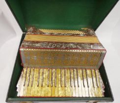 Vintage cased Pietro accordion with 24 buttons , Made in Germany.