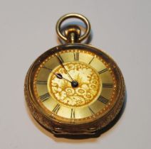 Geneva cylinder pocket watch, in gold, 'K18'.