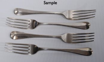 Set of ten silver table forks, crested, by Eley & Fearn, 1810-20, 654g.