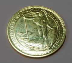 Queen Elizabeth II 2013 £100 1oz fine gold coin, Queen Elizabeth head to the obverse, Britannia to