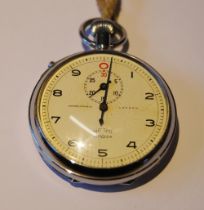 Lemania Nero stopwatch retailed by Camerer Cuss & Co., London, cased in chrome, case diameter