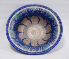 Royal Lancastrian bowl by Edward Thomas Radford for Pilkington, in the Ruskin palette with lapis