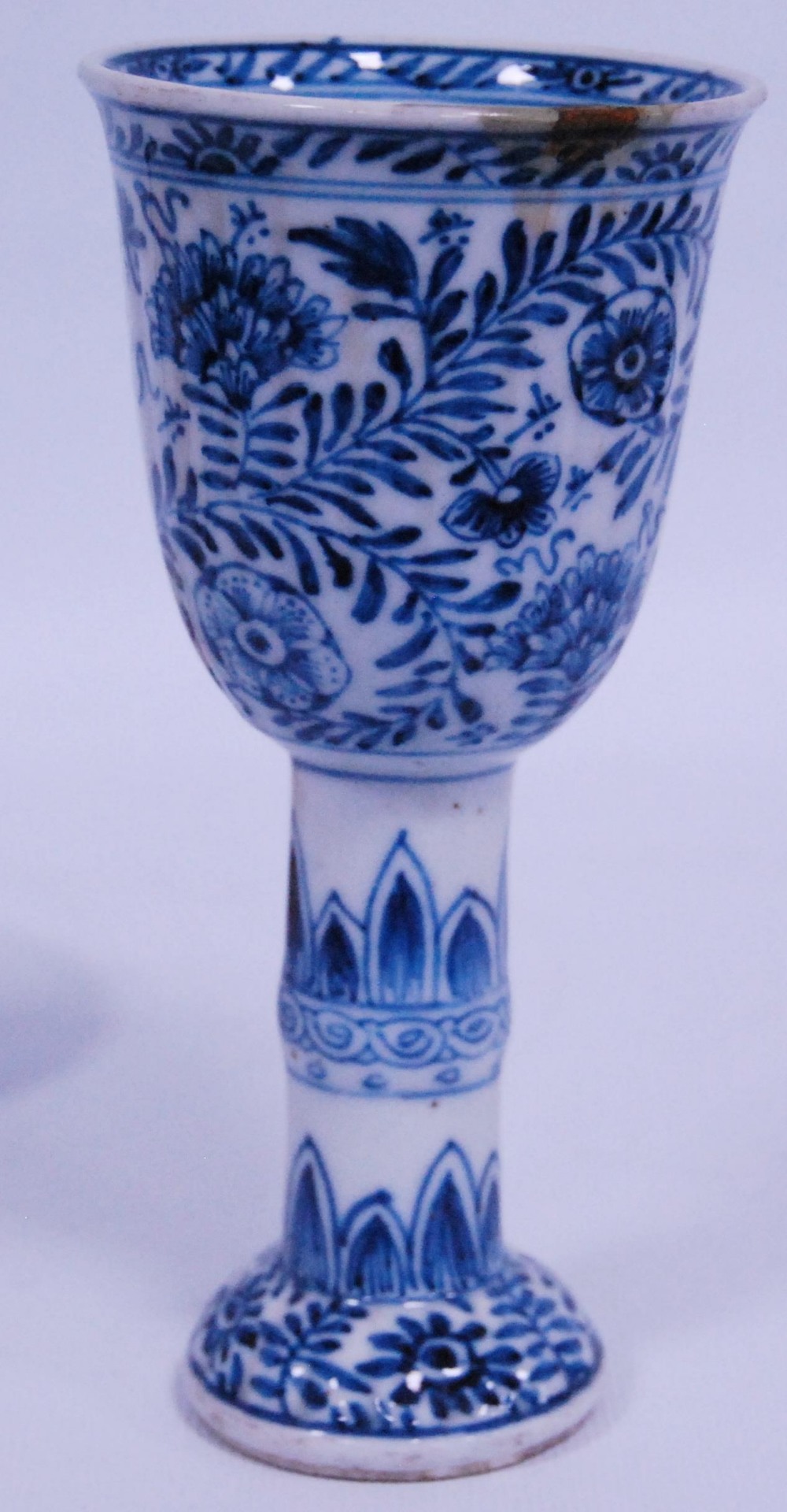 Chinese blue and white stem cup, Kangxi (1662 - 1722), probably of the period, decorated with - Image 4 of 13