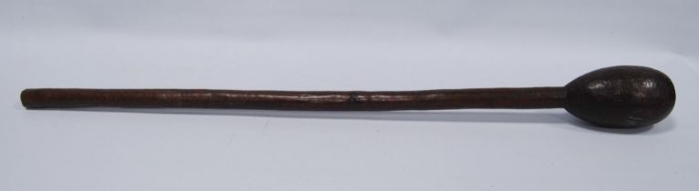 South African Zulu tribal knobkerrie club, 20th century, with globular shaped weighted club head