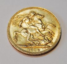 George V gold sovereign, 1912, 8g.