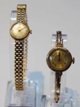 Lady's 9ct gold backed wristwatch, engraved and dated 1929 to the back casing, on flexible rolled