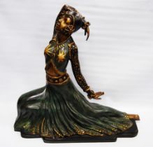 After Demétre Chiparus (Romanian, 1886 - 1947) Painted bronze sculpture modelled as a Phoenician