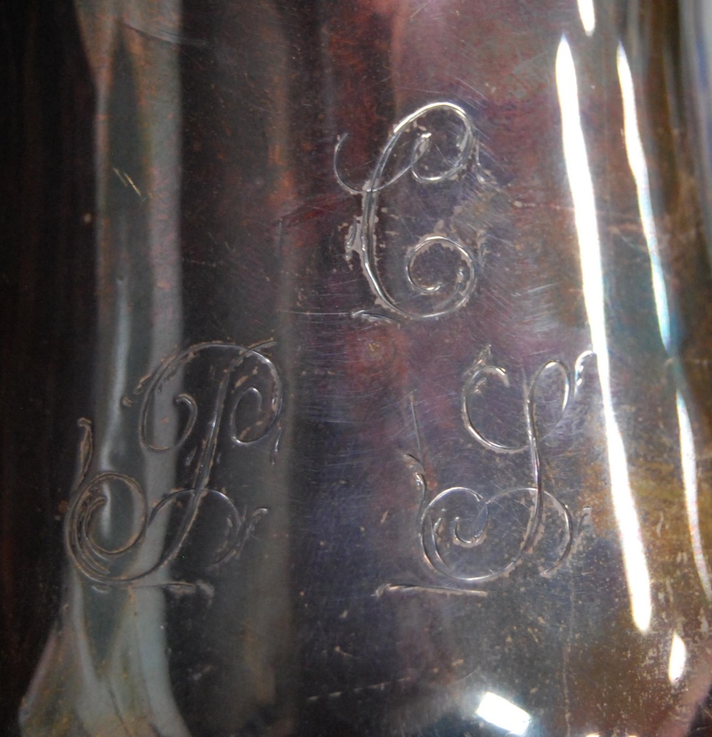 Silver pint mug of baluster shape with scroll handle, by John Kidder, 1784, 26cm, 314g. - Image 3 of 3