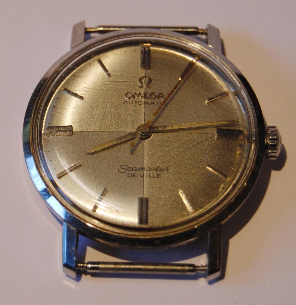 Omega Seamaster De Ville automatic gent's watch head, c. 1970, in stainless steel case with silvered