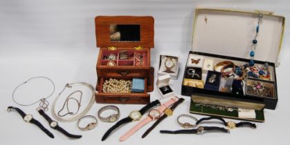 Various fashion watches and sundry silver, costume and other jewellery.