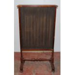 19th century mahogany screen in the manner of Gillows of Lancaster, with draped fabric to the