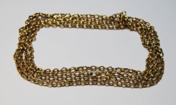 19th century gold guard chain, probably 15ct, 22g.