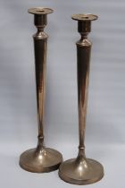 Pair of EP tall candlesticks with tapering stems, 47cm.