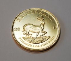 South African Krugerrand, 2013, 1oz fine gold coin, 34g.