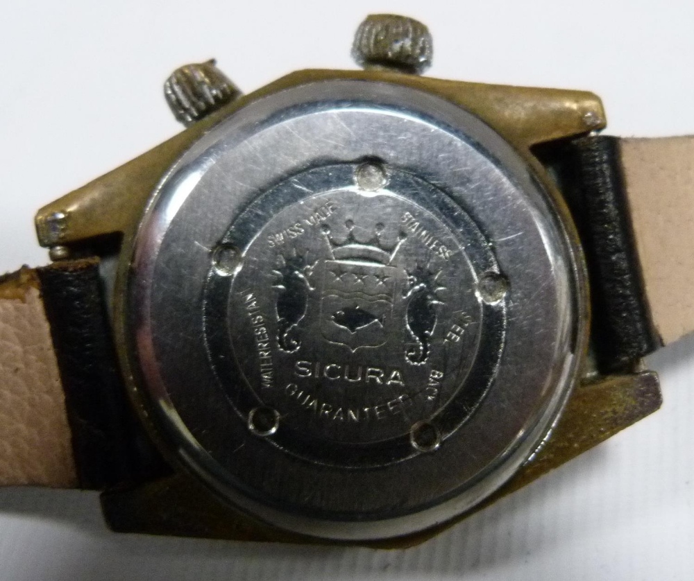 Sicura 23 jewels Superwaterproof 400 vacuum tested manual wind diver's watch, c. 1960s, case - Image 9 of 13
