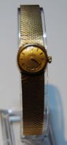 Omega Automatic ladies 9ct gold bracelet watch, 1957, 35.6g gross.