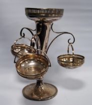 EP epergne with pierced borders and three baskets, 31cm.