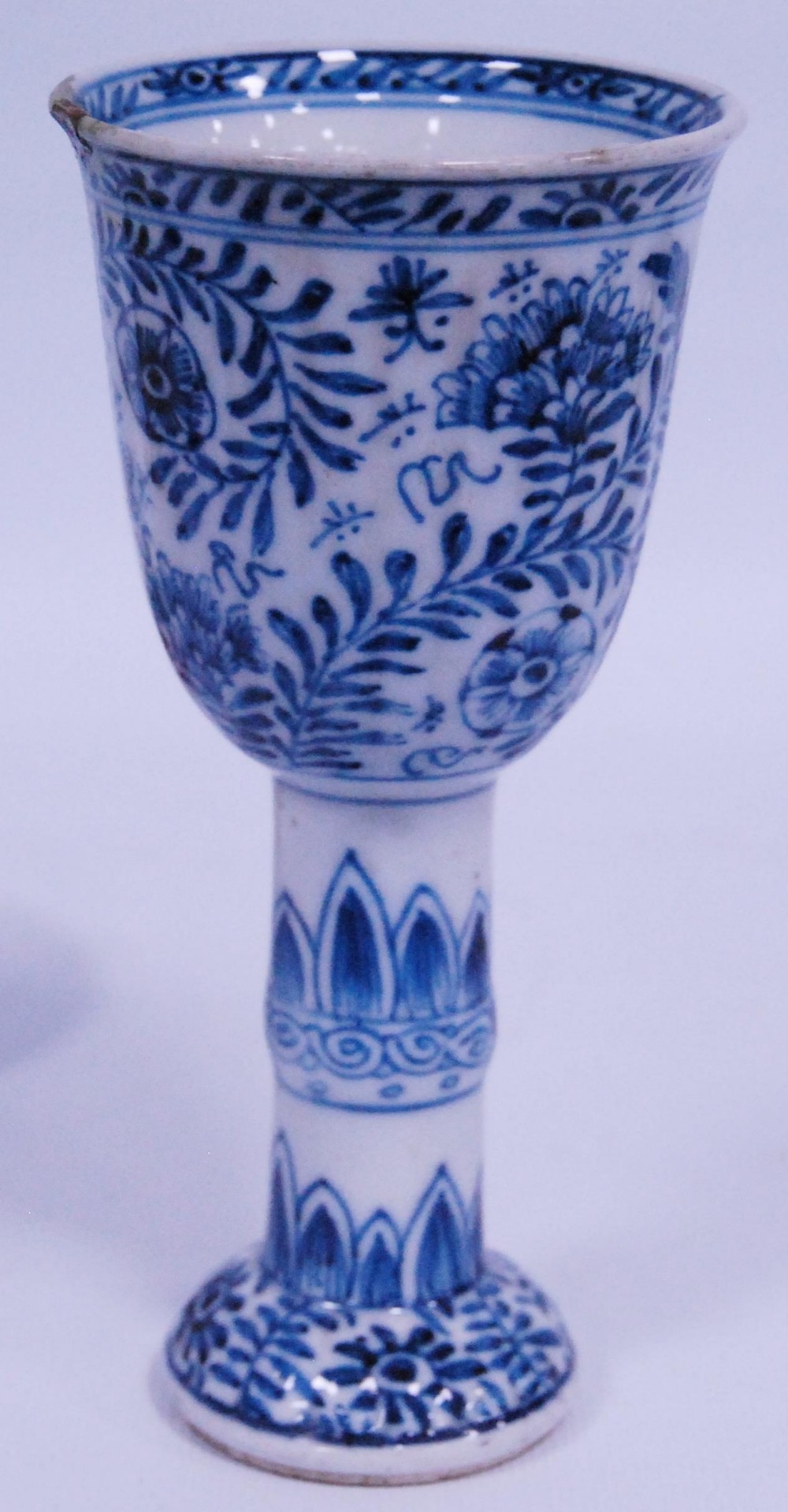 Chinese blue and white stem cup, Kangxi (1662 - 1722), probably of the period, decorated with - Image 5 of 13