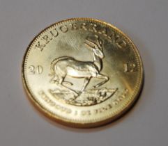 South African Krugerrand, 2012, 1oz fine gold coin, 34g.