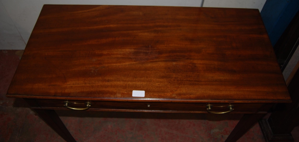 George III mahogany inlaid tea table with rectangular top above a single drawer, on satinwood strung - Image 2 of 3