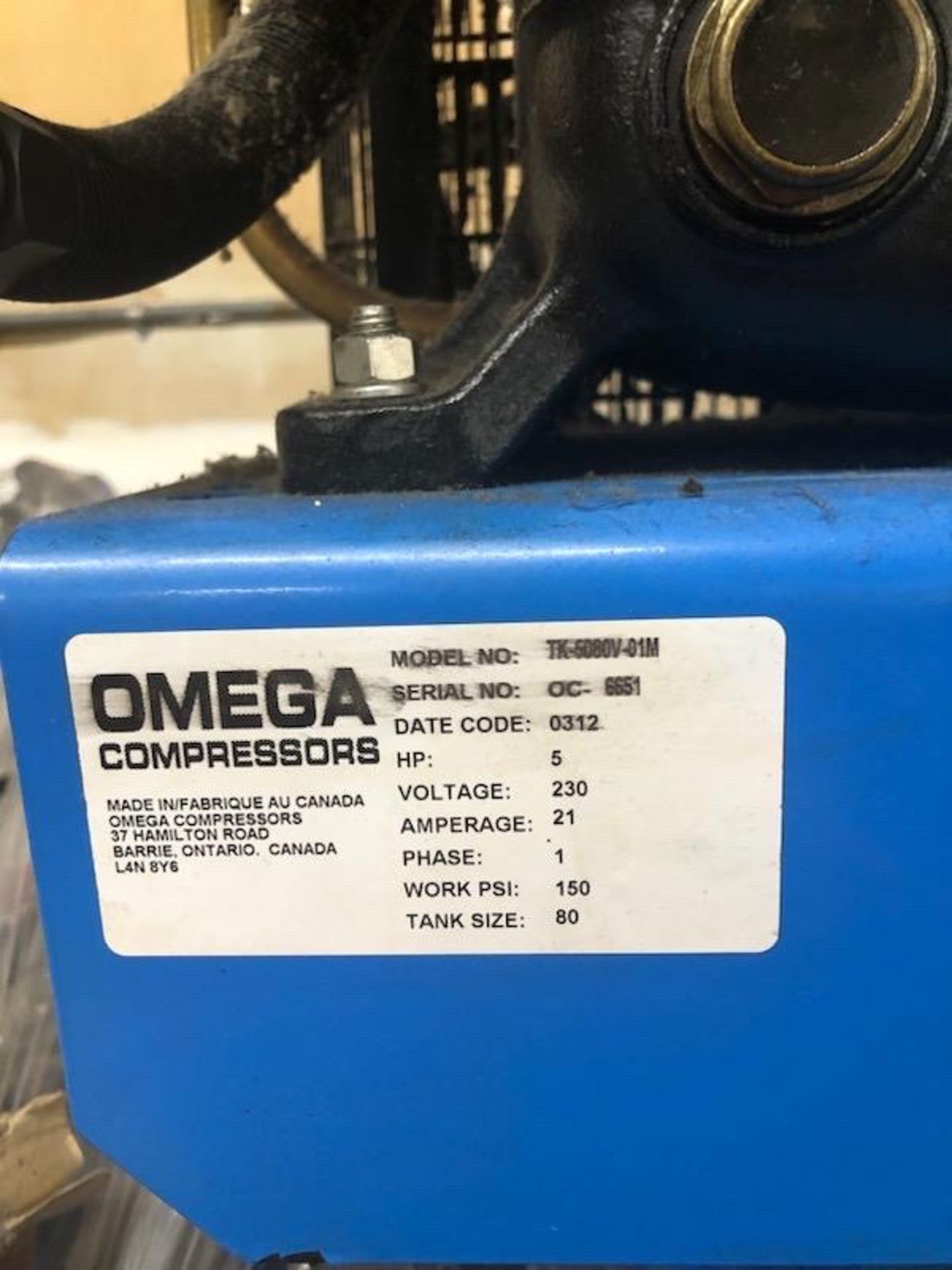 Omega Air Compressor - Image 2 of 2