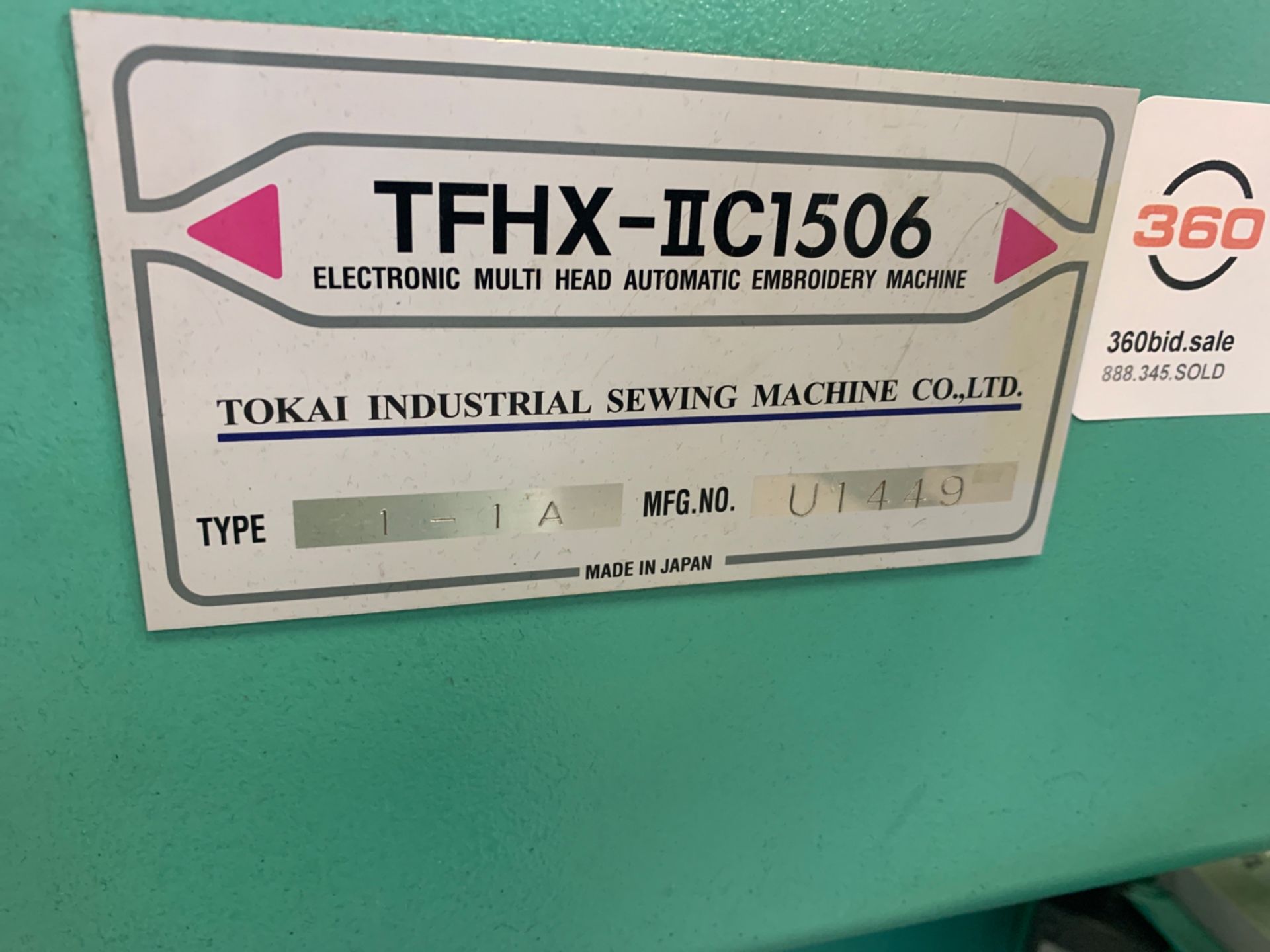 Tajima 6-Head Embroidery Machine TFHX-IIC1506 - Image 3 of 13