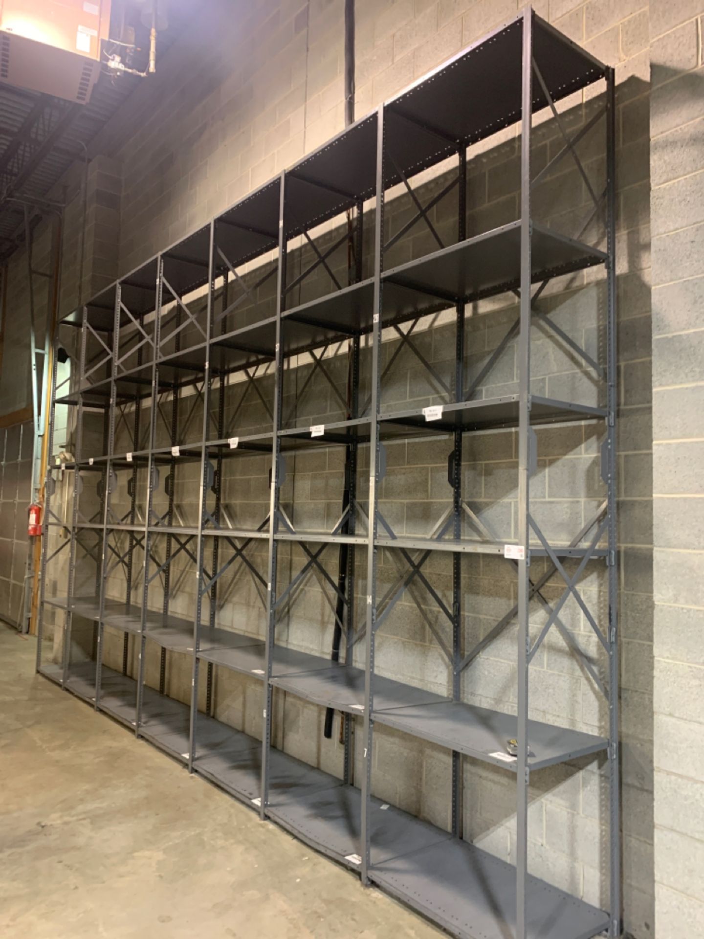 Lot of (7) Sectiona of stockroom shelving