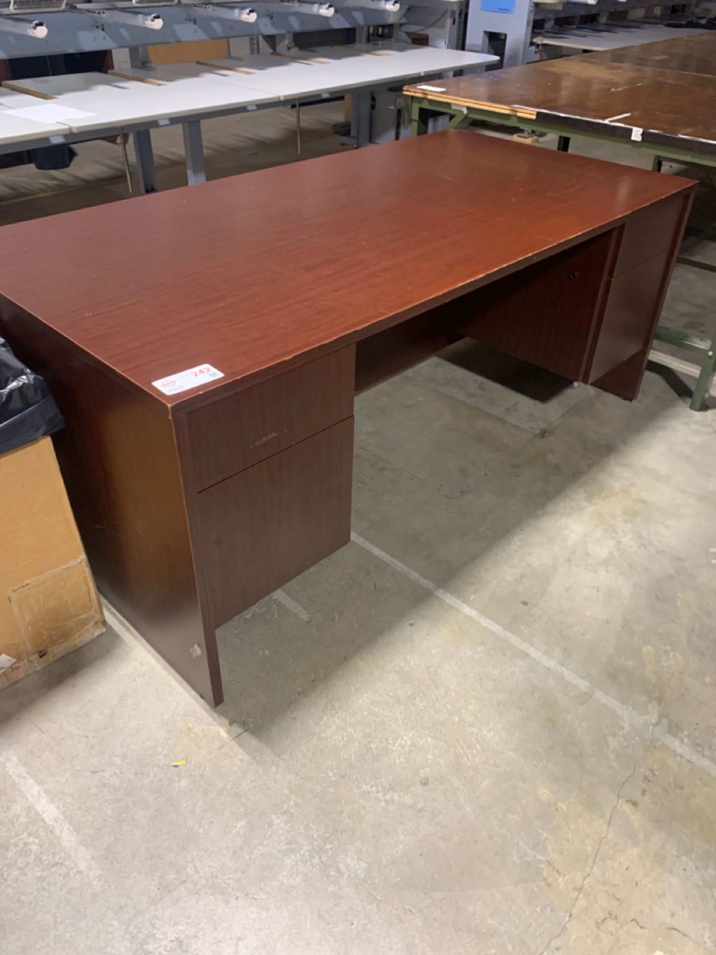 Lot of (1) desk and (2) credenzas
