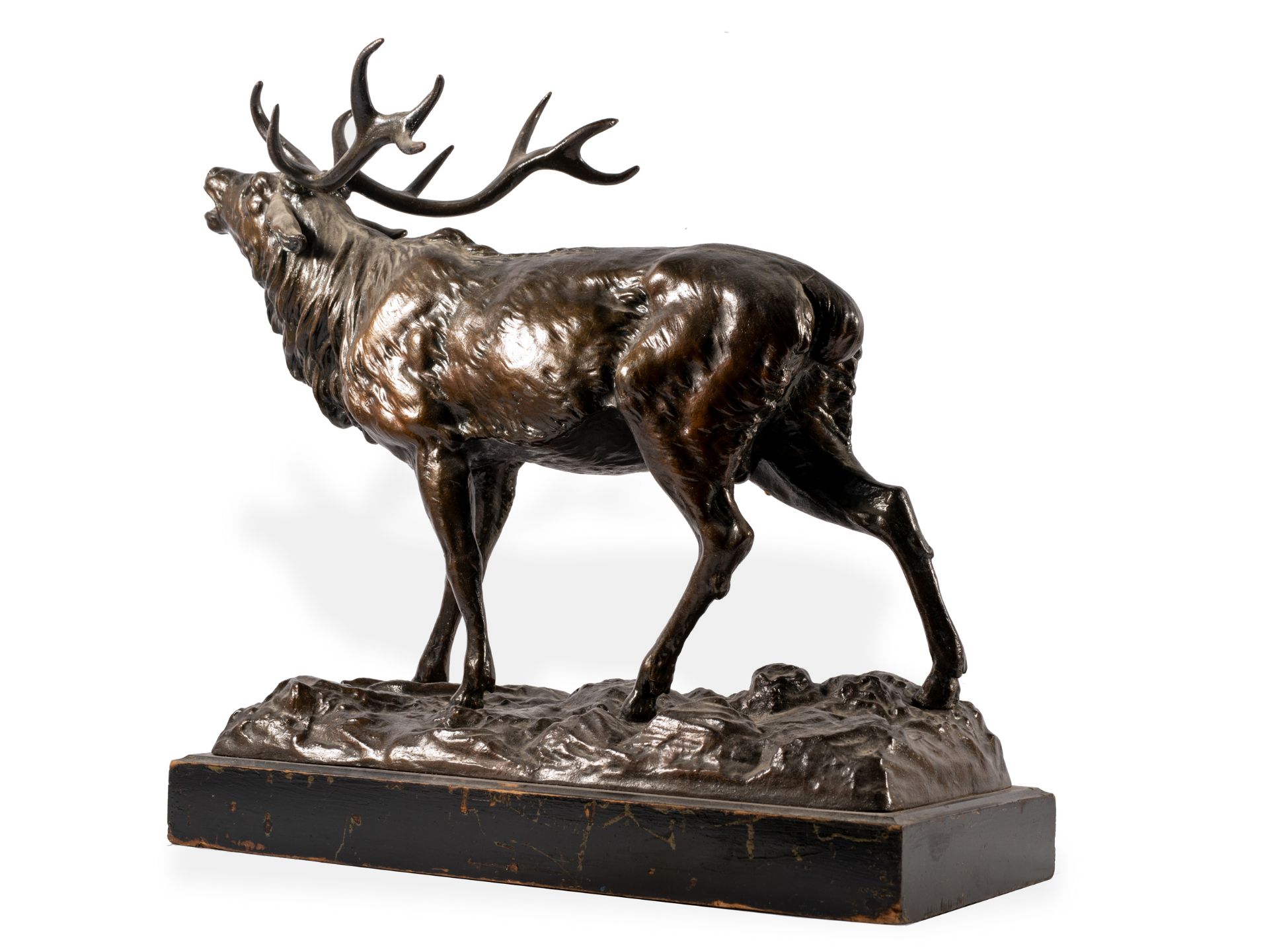 Roaring deer, Around 1900, Cast bronze - Image 6 of 14