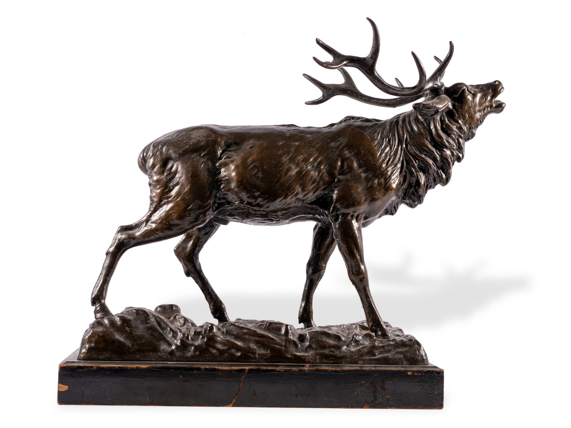 Roaring deer, Around 1900, Cast bronze - Image 10 of 14