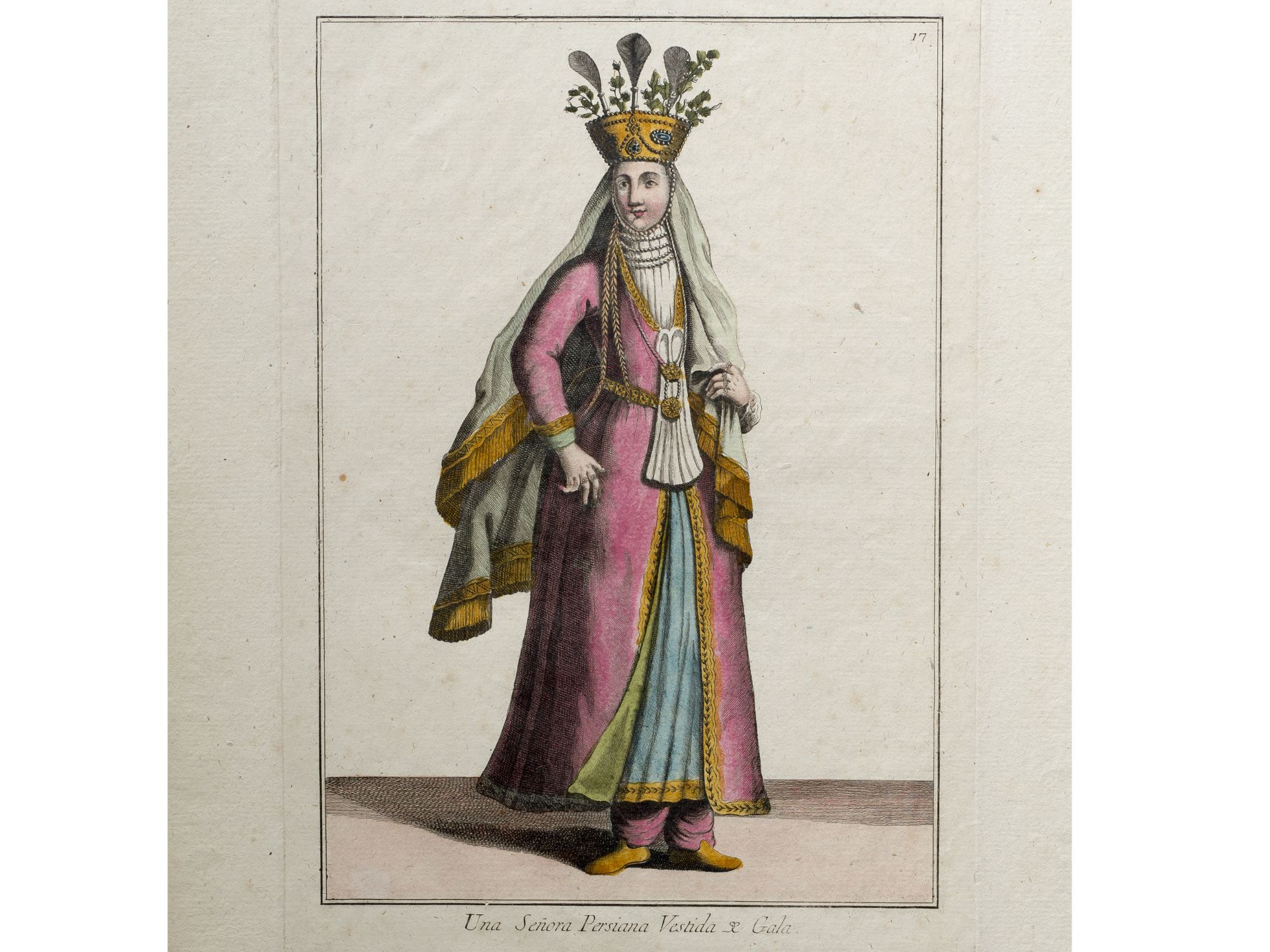 "Una Señora Persiana Vestida de Gala", From a book of historical costume studies?, Spain