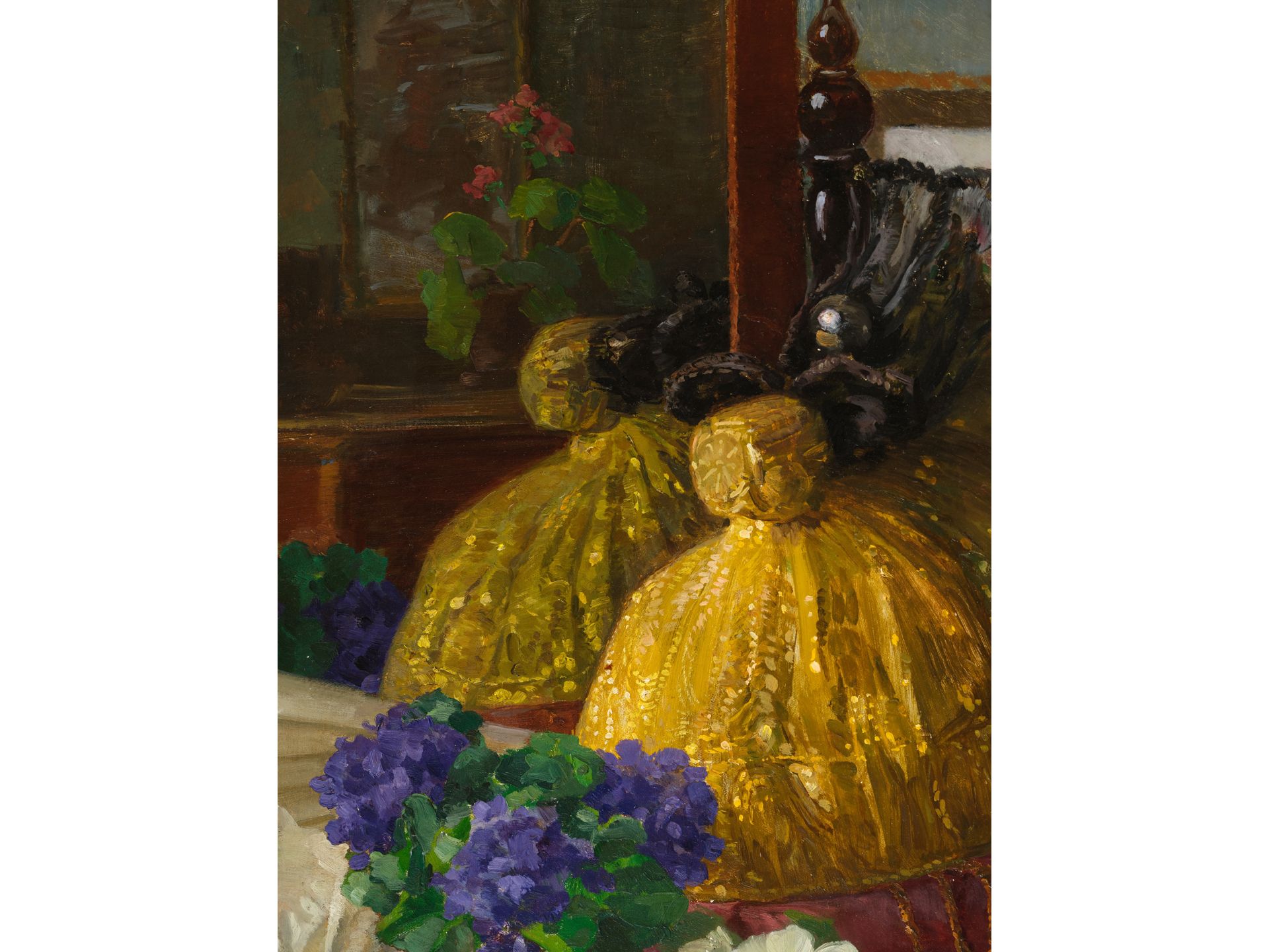 Liesl Kinzel, Vienna 1886 - 1961 Spitz at the Danube, Still life with gold hood - Image 3 of 5