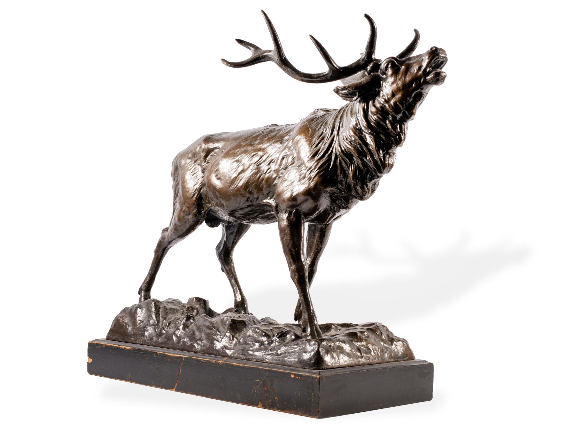 Roaring deer, Around 1900, Cast bronze - Image 8 of 14