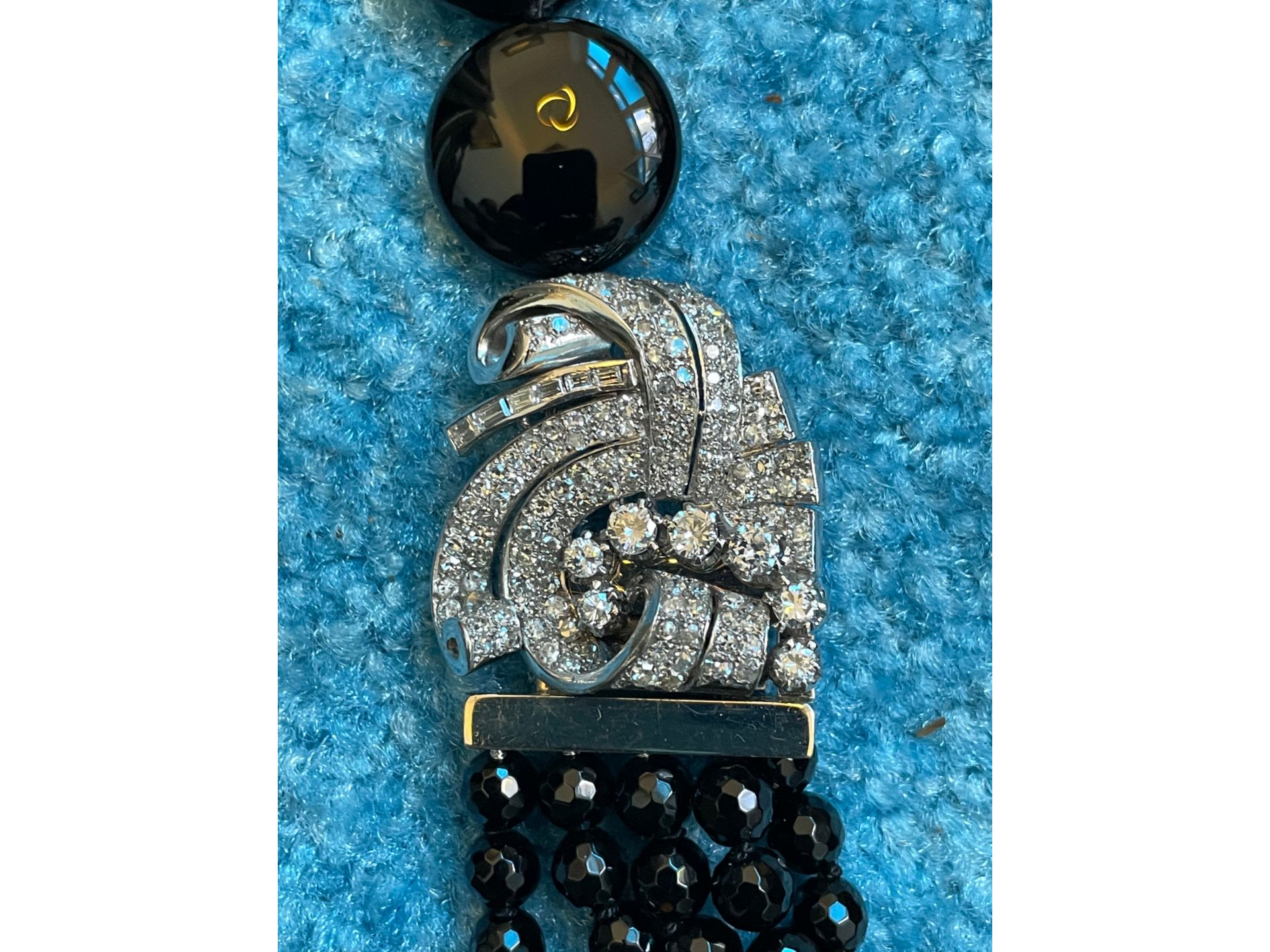 Necklace, double clip, Around 1935, Platinum, Diamond, Onyx - Image 6 of 14