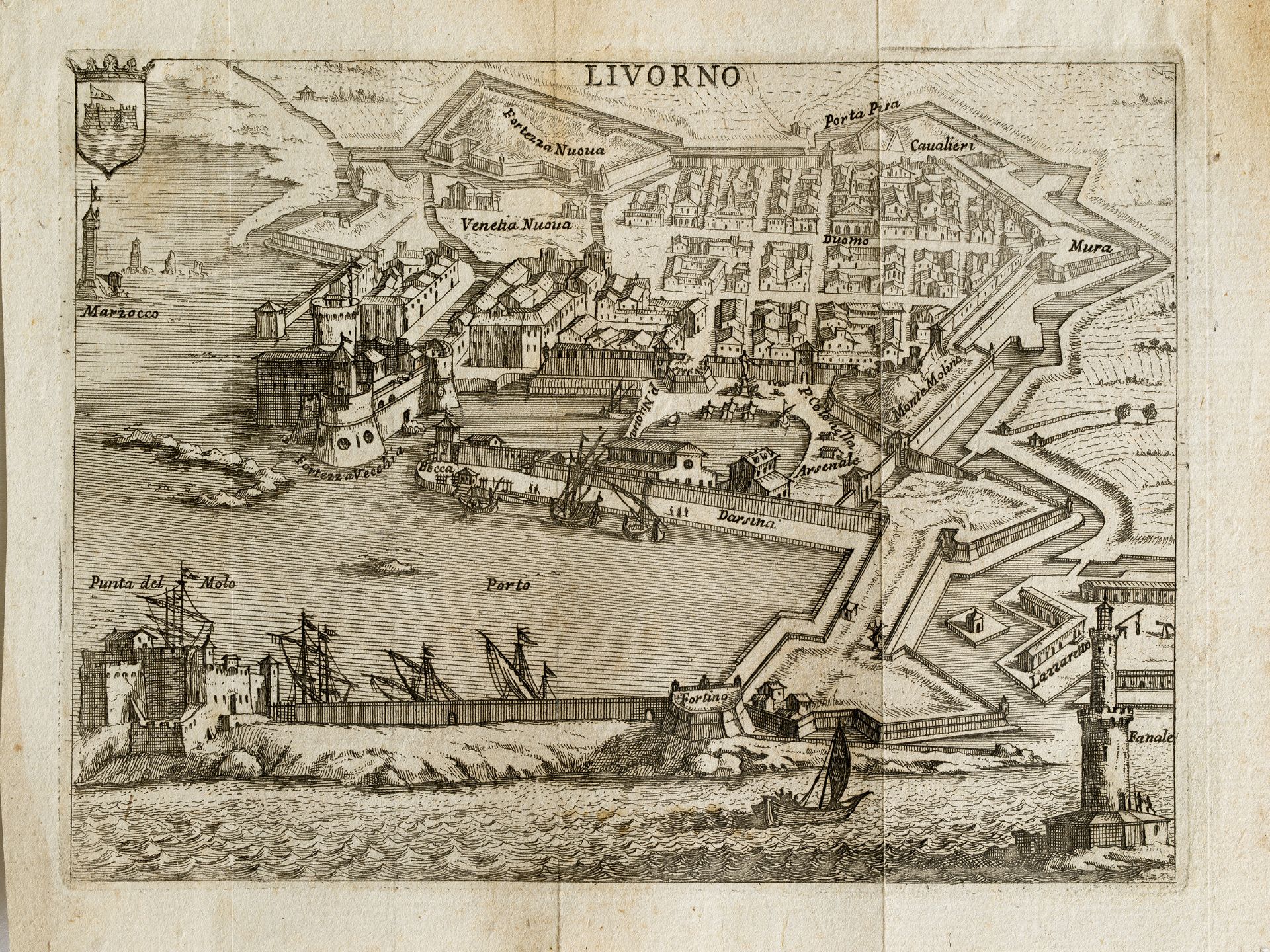 "Livorno", Historical map, Copper engraving