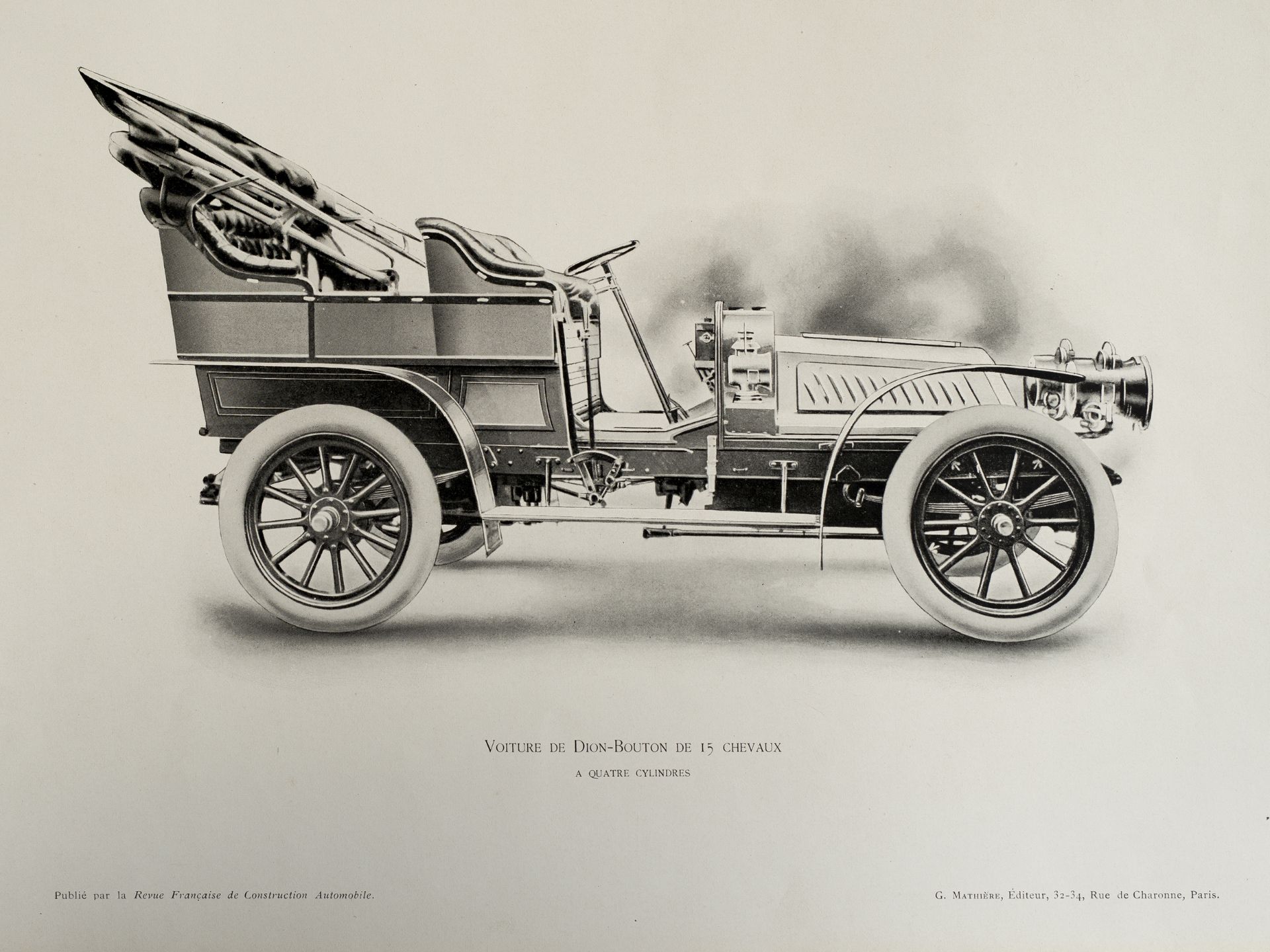 „Voiture de Dion-Bouton de 15 Chevaux. A quatre cylindres“, Aus G. Mathière