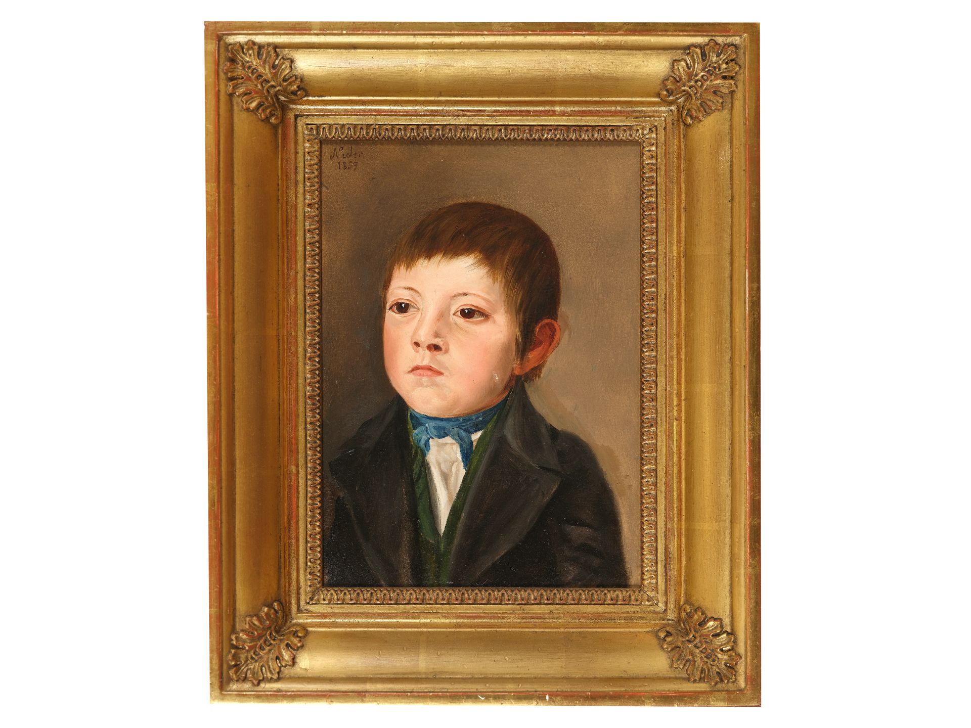 Johann Michael Neder, Wien 1807 - 1882 Wien, zugeschrieben, Knabenportrait - Bild 2 aus 4