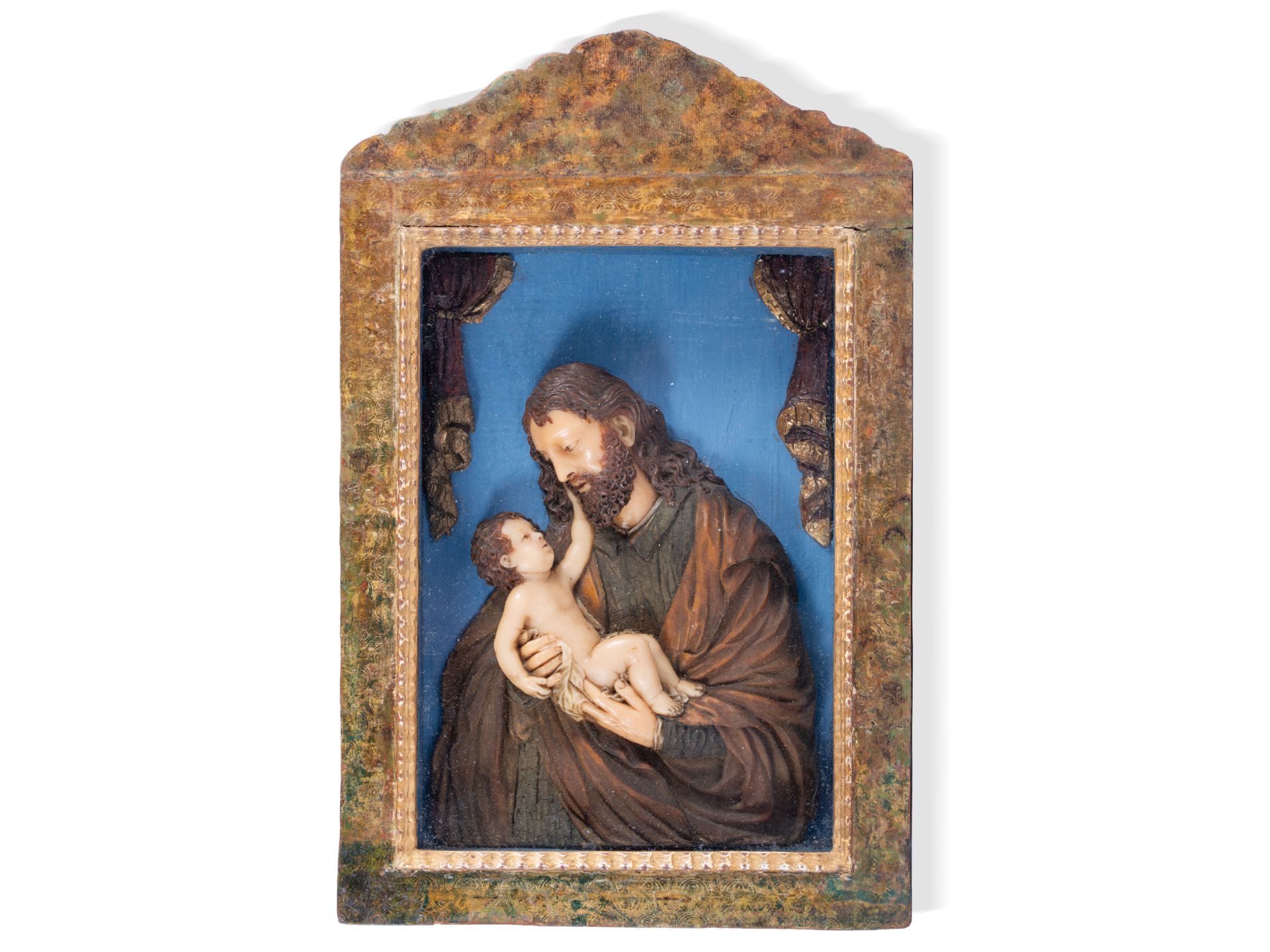 High quality wax bossing, Joseph with the child, South German