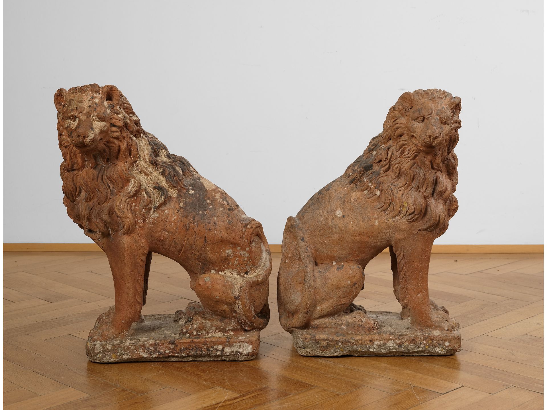 Pair of sitting lions, Italy, 18./19. Century - Image 3 of 6