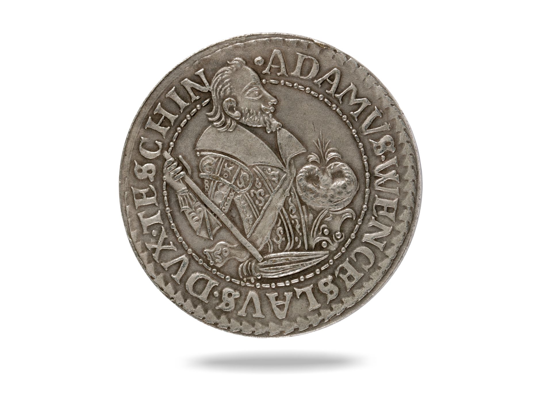 Silver coin, Thaler Archduke Adam Wenceslas, Diffidentia Sapiente 1609