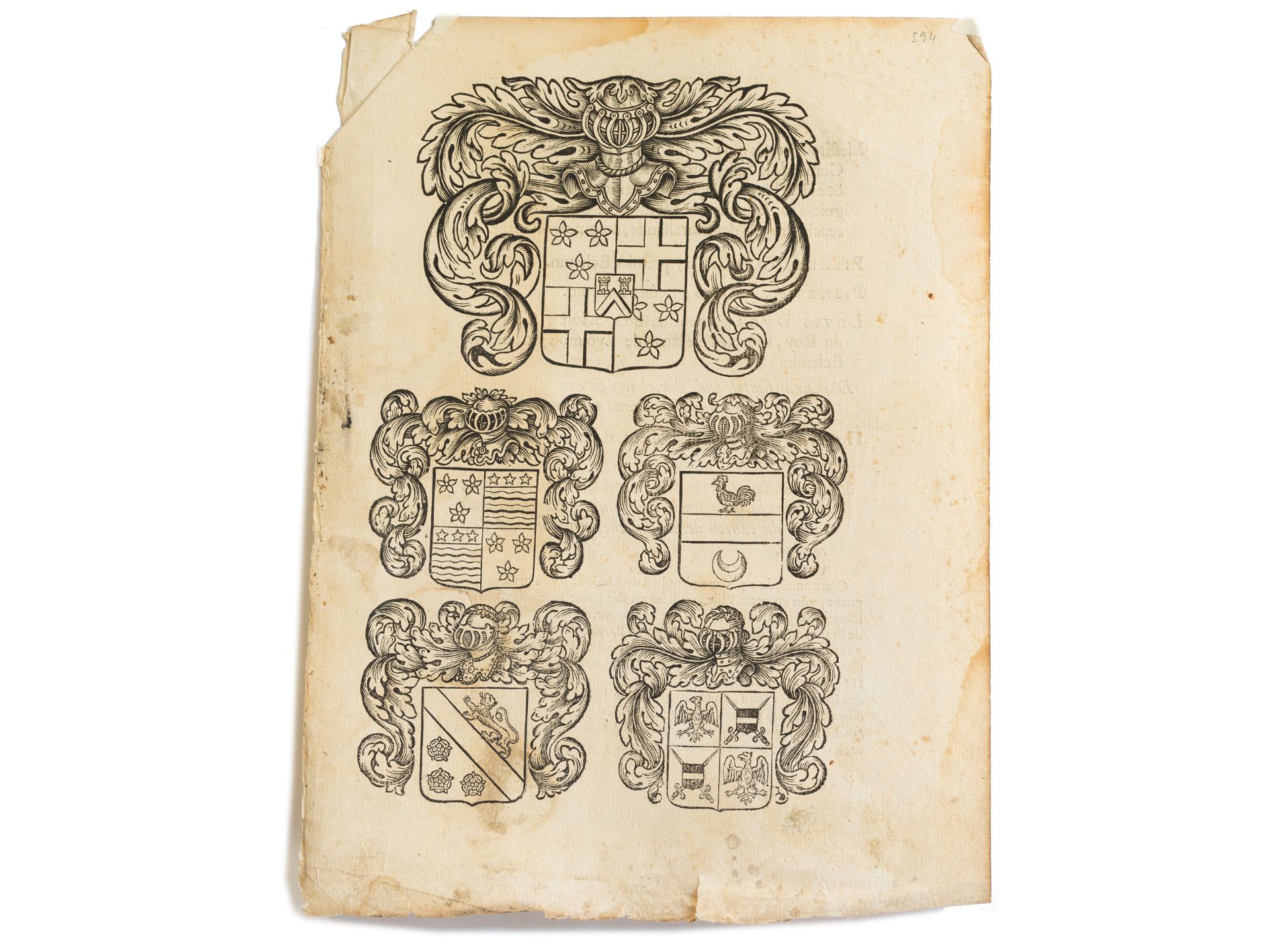 „Wappenstudien“, Rückseitig: 1658, Kupferstich - Bild 2 aus 2