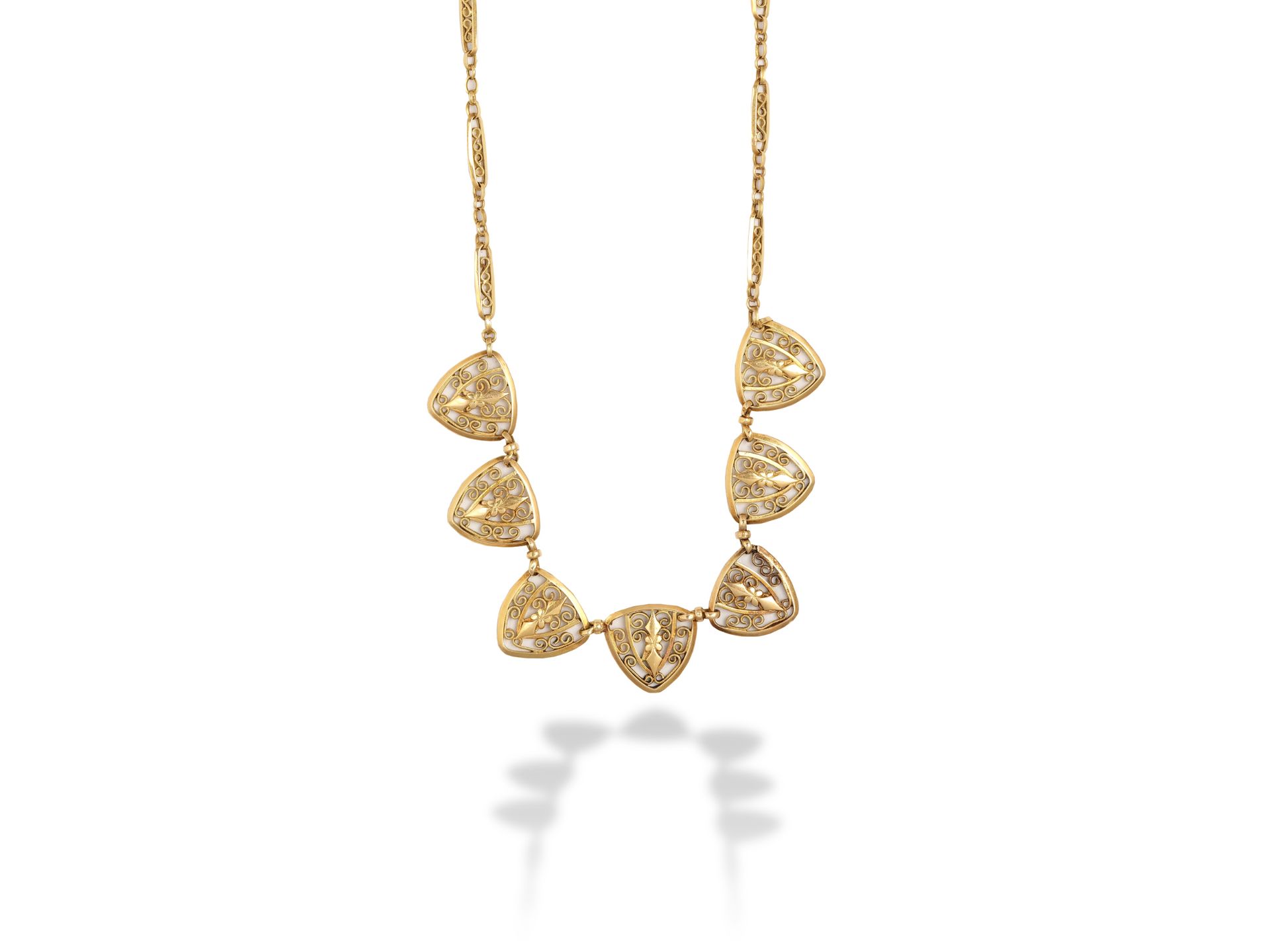 Collier, Um 1900, 18 kt Gold