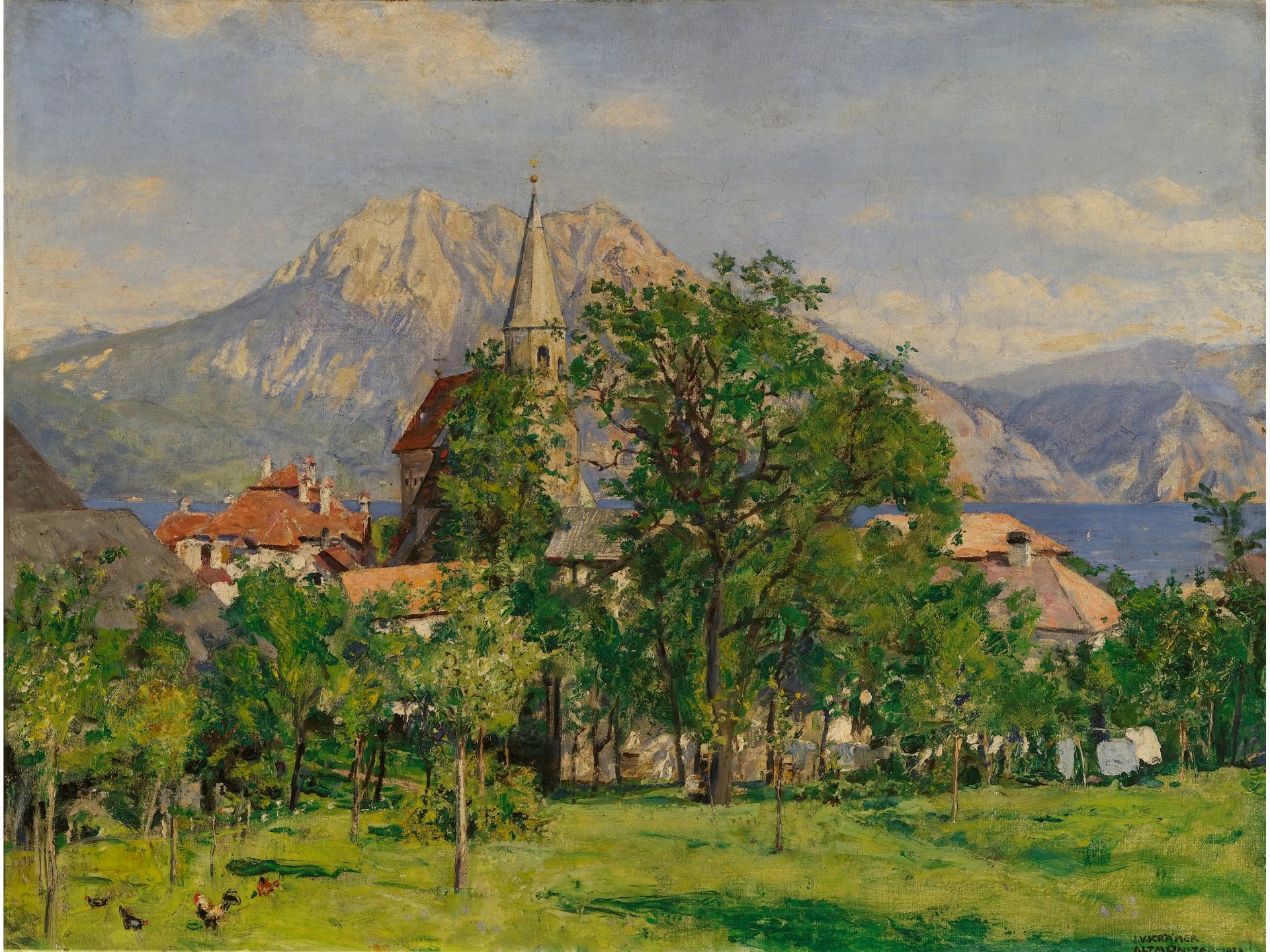 Johann Victor Krämer, Adamsthal 1861 - 1949 Vienna, View of Altmünster