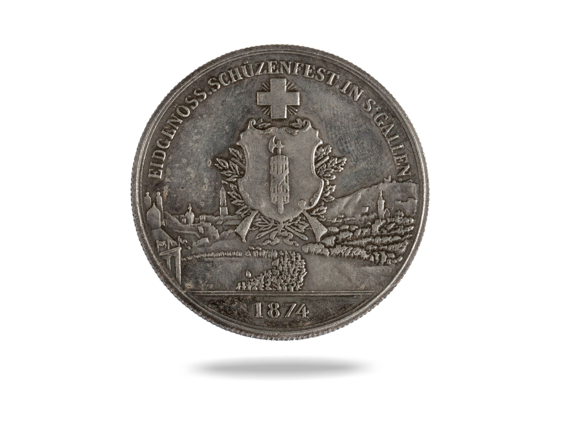 Silver coin, Federal Shooting Festival in St. Gallen, 1874 - Image 2 of 2